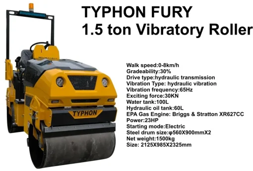 TYPHON FURY 1.5 Ton Vibratory Compactor Asphalt Roller USA - Image 10
