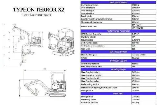 TERROR X2 STORM Mini Excavator 2.5 Ton Diesel Kubota V1505 25HP Engine USA - Image 3