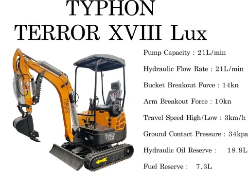 4,000 lbs Terror XVIII Mini Excavator, EPA KUBOTA D902 Engine - Image 12